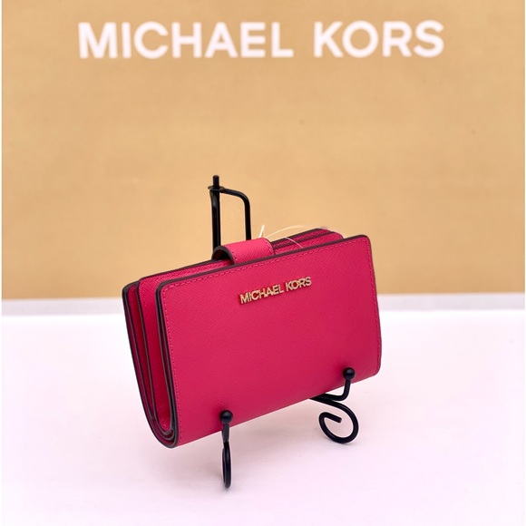 Michael Kors Jet Set Travel Medium Bifold Wallet Electronic Pink - Picture 3 of 15